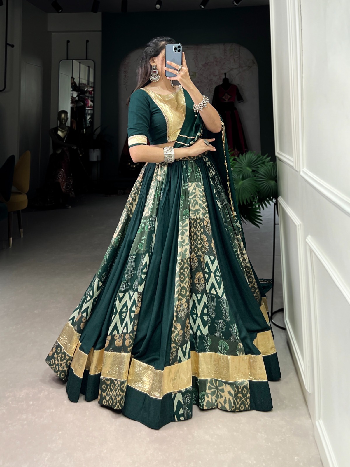 Navratri Lahenga Choli Rayon With Tussar Silk - Image 3