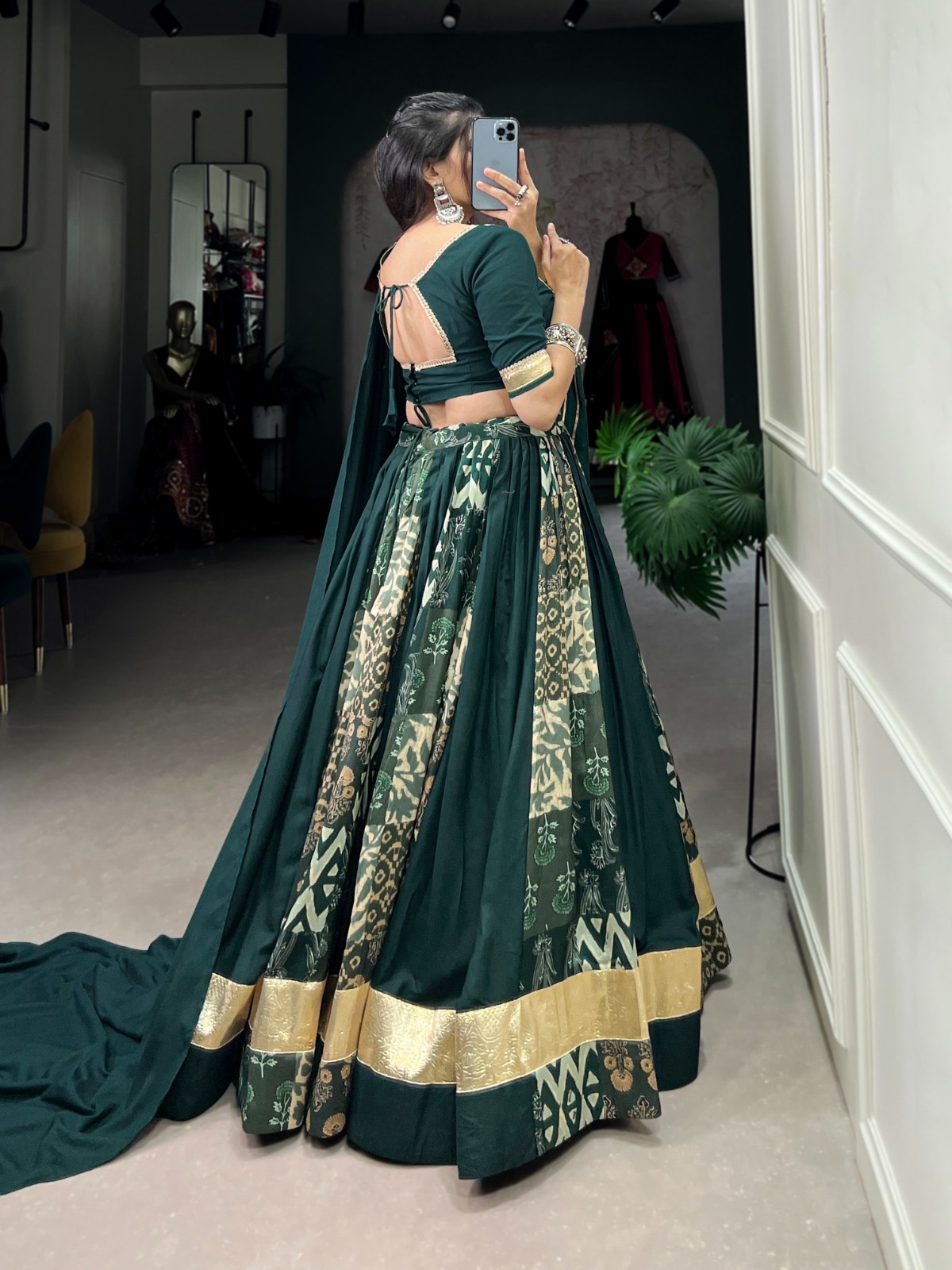 Navratri Lahenga Choli Rayon With Tussar Silk - Image 4